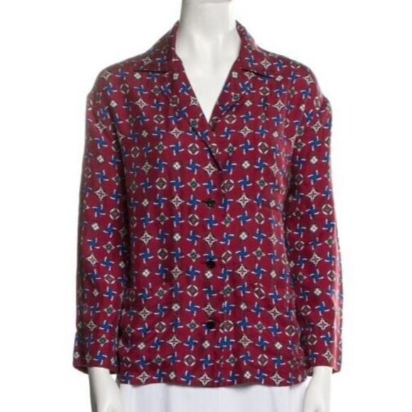 Louis Vuitton Silk Pajama Top Size Italian 38‎ US 6 Burgundy Luxury Old Money - Picture 1 of 12